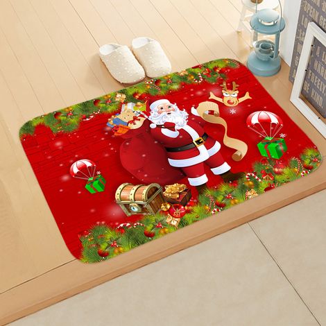 Tapis de Noël, tapis Père Noël, chambre, salle de bain, paillasson absorbant et antidérapant - 50 x 80 cm