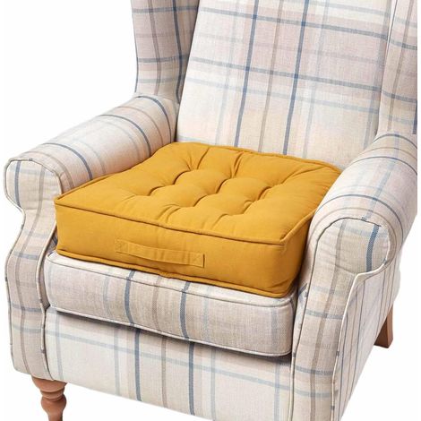 HOMESCAPES Mustard Cotton Armchair Booster Cushion