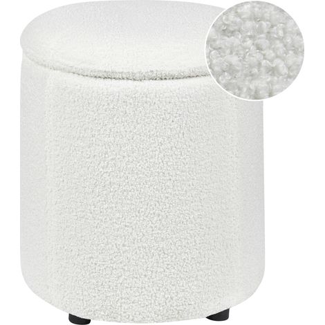 Puf blanco crema de piel sintética 40 x 38 cm con almacenamiento glamour Maryland
