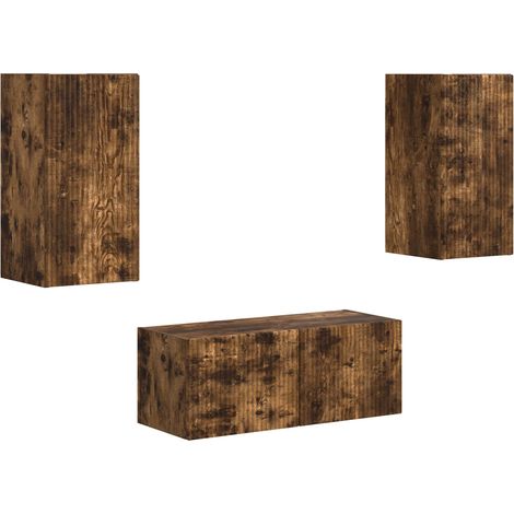 Ensemble meuble TV 2 pcs Chêne fumé Bois d'ingénierie