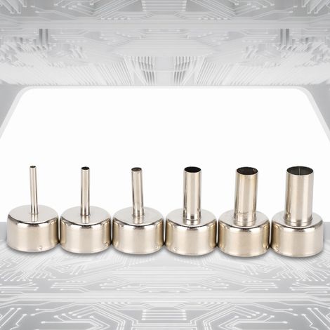 6 pièces Embouts pour Pistolet à Air Chaud 858, Accessoires pour Station de Désoudage SMD, Tailles 3/4/5/8/10/12mm