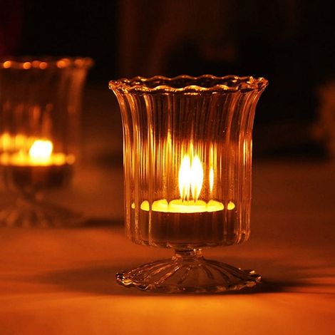 Bougie LED - Verre Borosilicat Haute Résistance - Pour Dîner Romantique ou Décoration Intérieure - 8,5 x 6,5 cm - 1 Pièce (1/5)