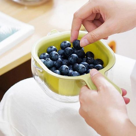 Panier De Lavage - Double Couche Avec Passoire Intégrée - Pour Fruits Et Légumes - 1 Pièce (1/5)