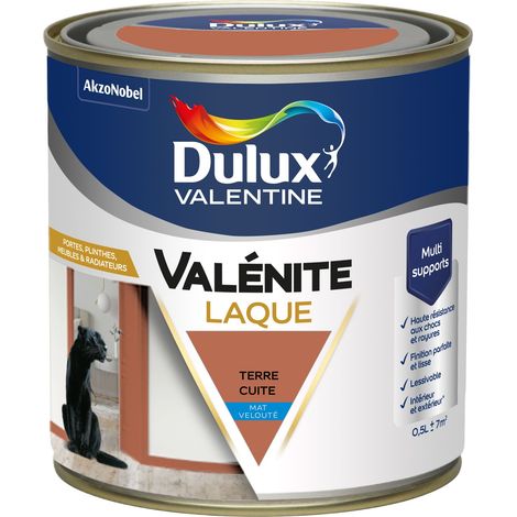 Dulux Valentine Peinture Laque Valénite Intérieur et Extérieur Multi-supports - Finition parfaite et lisse, Haute Résistance - Mat Terre Cuite 0,5 L (1/5)