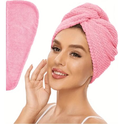Serviette absorbante unie pour femme avec boutons (rose foncé, 25 cm x 65 cm) (1/5)