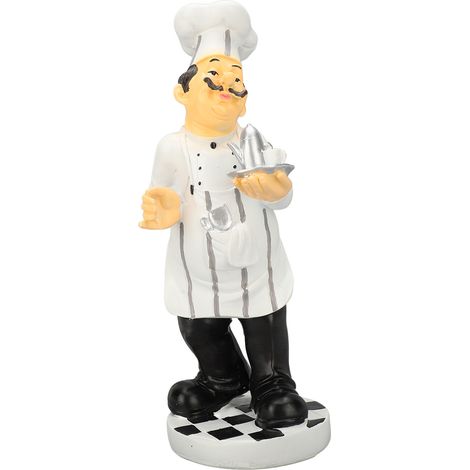 Resin Chef Statue Restaurant Dining Table Decor 3D Figurine Holding Teapot Ornament Kitchen Decoration (1/5)