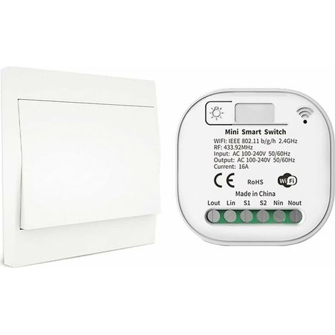 RF433 et WiFi Télécommande sans Fil Interrupteur d'éclairage, Pas de Batterie & câblage & hub requis, Compatible avec Alexa Google Home Tuya Smart Life APP, 1 Commutateur 1 récepteur Kit-LIAIKI (1/5)