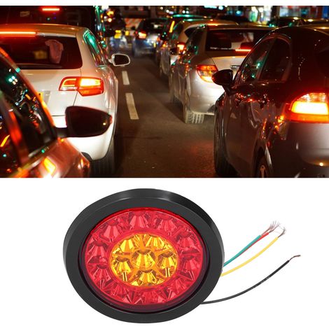 Runde, zweifarbige 16-LED-Rückleuchten für LKWs, 12-24V, rote und gelbe Blinker (MK-272) (1/5)