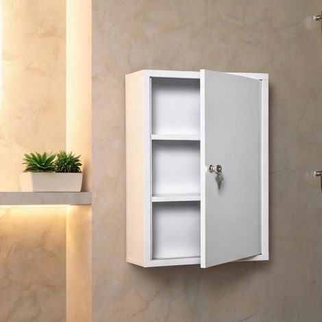 Meuble de salle de bain coloris blanc en acier 40 x 18 x 60 cm (1/5)
