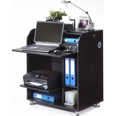 Bureau informatique à rideau noir Must 80cm (1/3)