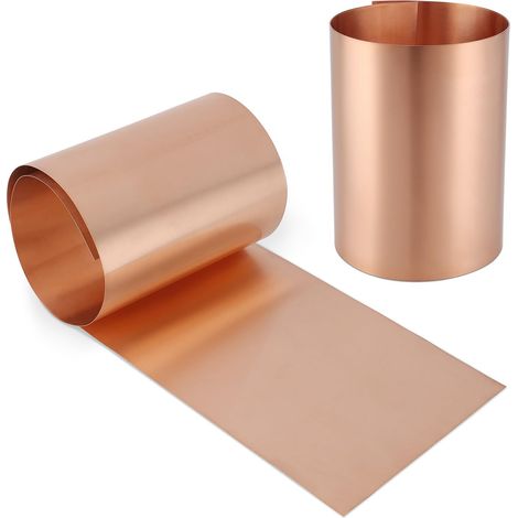 Rouleau de tôle de cuivre de 0,4 mm x 20 mm x 1 m, 99,9 % de tôle de cuivre pur, tôle fine en cuivre pour toitures métalliques, réparation de maison, bricolage, artisanat, projets artistiques (1/5)