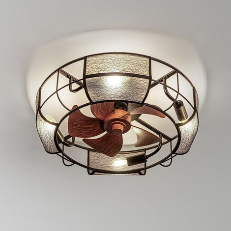 Ventilateur de plafond noir style vintage avec éclairage intégré, 6 vitesses, télécommande, fonction réversible silencieuse, design industriel salon et chambre (1/5)
