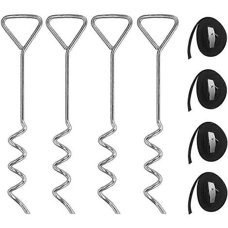 Kits d'ancrage pour trampoline, système de fixation robuste, lot de 4, offre une plus grande portée d'ancrage pour plus de sécurité, kit d'ancrages antirouille pour trampolines (1/5)