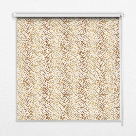 Tenda a Rullo Interna per Finestra - Tenda Filtrante Luce - Tenda Privacy - Tenda Decorativa Rettangolare - Rullo per Interni - (100 cm x 140 cm) - Foglie dorate (1/5)