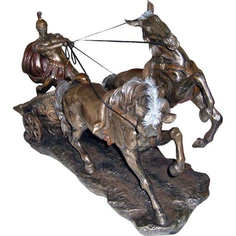 Grande Statue Char Romain de couleur bronze 60 cm (1/4)
