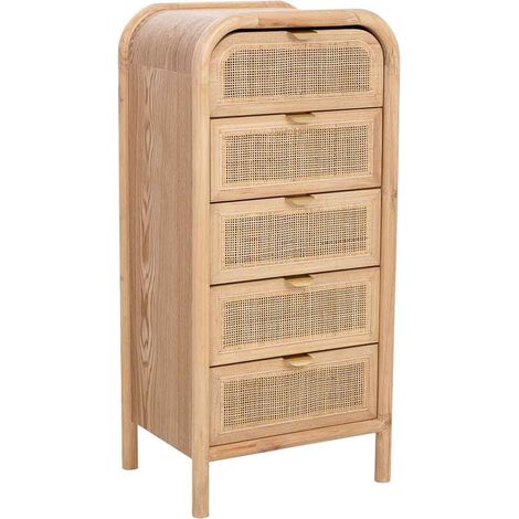 Sinfonier de madera y ratán marrón 46x37x100h cm