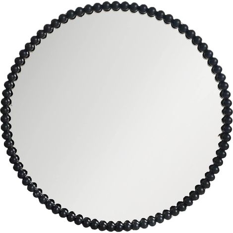 Miroir rond décoratif noir perlé élégant pour salon moderne - noir perlé élégant (1/2)