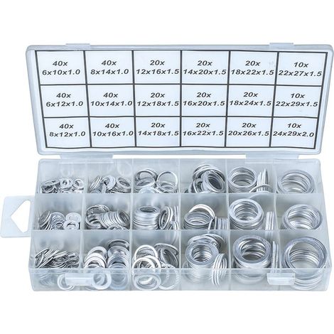 ASSORTIMENTO RONDELLE IN ALLUMINIO VARIE MISURE SET 450pz CONDOR