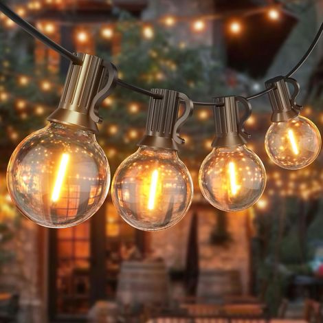 1 Guirlande Lumineuse 15M,26 Ampoules LED Plastique,IP45 Imperméable,Jardin Terrasse Fête