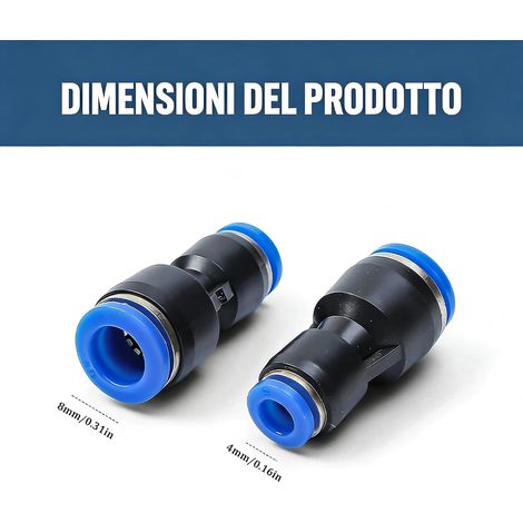 2 Pièces Raccords de Réduction à Embout Push Fit, Jonction Droite Pneumatique à Connexion Rapide pour Lignes de Compresseur à Air et Pompe à Vide (1/5)