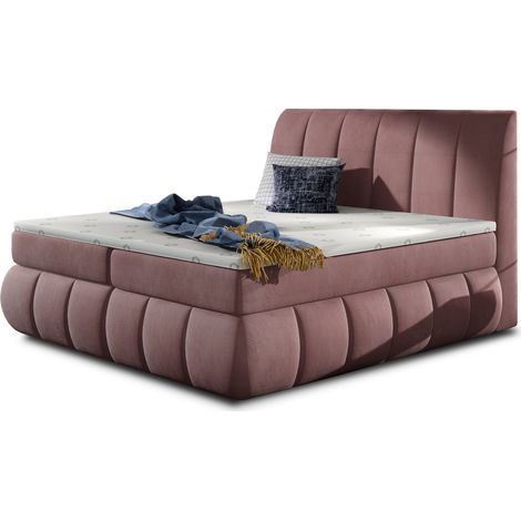 Lit continental velours rose Florencia-160x200 (1/5)
