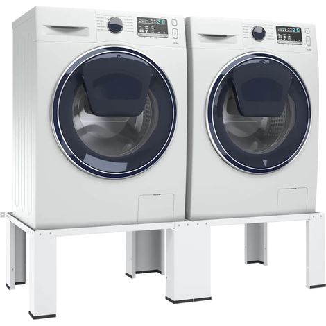 Socle double pour lave-linge et sèche-linge Rehausseur en acier Blanc 127 x 54,5 x 32,5 cm (1/5)