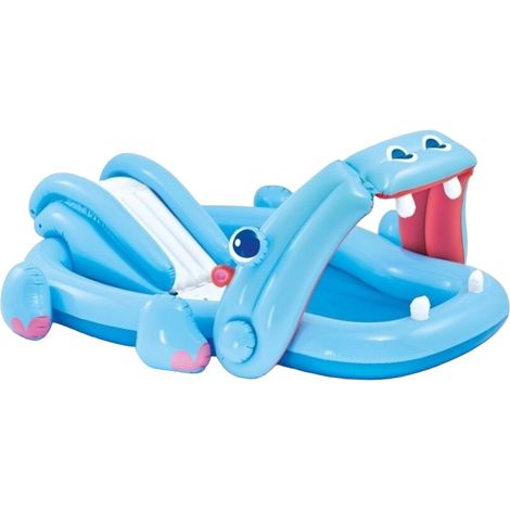 Intex Piscina fuoriterra Ippopotamo Gonfiabile Bambino gioco con scivolo 221 cm