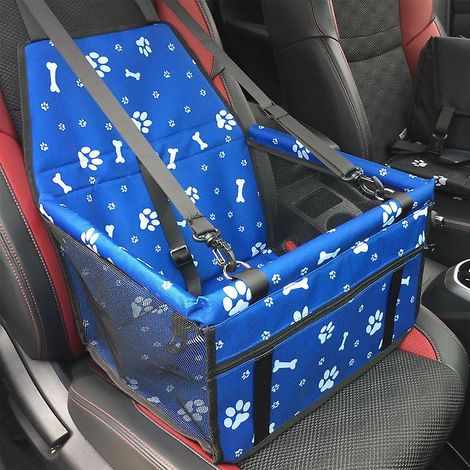 Siège rehausseur imperméable bleu pour chien avec housse de transport compatible avec la ceinture de sécurité et tapis de coussin (1/5)