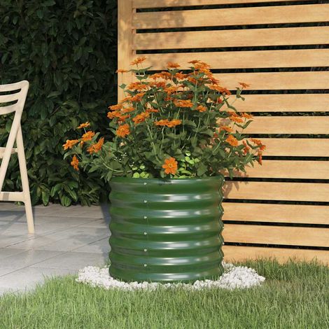 vidaXL Jardinera de acero galvanizado verde 40x40x36 cm (1/4)
