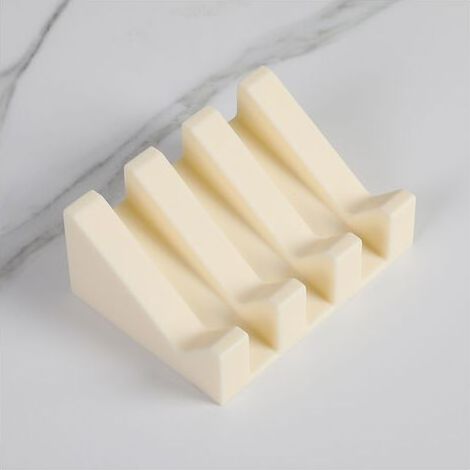Porte Savon Porte Savon Silicone Moderne Anti Rouille Surface Inclinée avec Évacuation d'eau pour Mieux Conserver Le Savon Boite à Savons Originale pour Salle de Bain ou Cuisine(beige) (1/5)