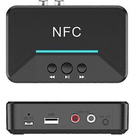 NFC-Bluetooth-5.0-Funkempfänger, 3,5-mm-AUX-NFC-auf-2-RCA-Klinken-USB-Lautsprecheradapter