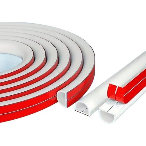 2 m langer, weißer Kabelschutzschlauch – selbstklebende Kabelabdeckung – halbrund – Mini-Kabelkanal – flexibler Kabelschutz für Kabel an Wänden und Böden (1/5)