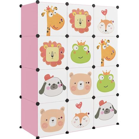 Armoire de rangement pour enfants avec 12 cubes Rose PP (1/5)