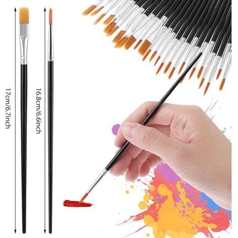 Set mit 30 Pinseln, kleine flache und runde spitze Nylonpinsel, Nylonborstenpinsel, Acrylfarbenpinsel für Kinder für Acryl- und Ölmalerei (1/4)