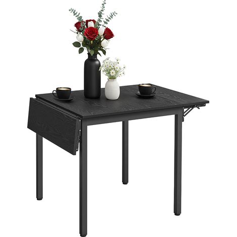 Relaxdays Esstisch klappbar, 2-4 Personen, HBT: 76x120x78 cm, platzsparender Klapptisch, Küche, MDF & Eisen, schwarz