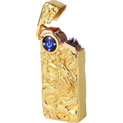 Briquet élégant doré à double arc avec capteur tactile, portable pour hommes