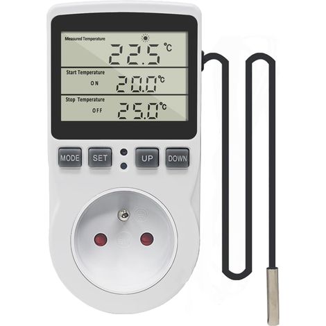 Thermostat numérique de prise 220 V avec sonde, régulateur de température LCD pour réfrigérateur, incubateur, serre et ventilateur. (1/5)