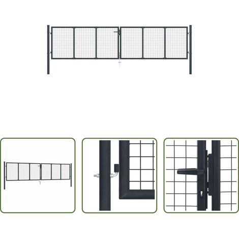 vidaXL Verzinkter Stahl - Maschen-Gartentor verzinkter Stahl 400 x 75 cm Grau (1/5)