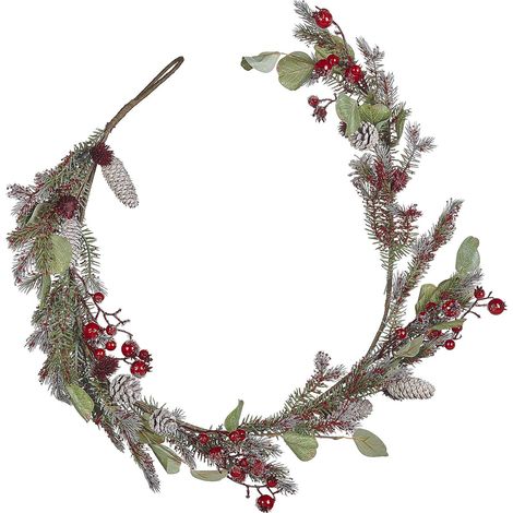 Festone natalizio artificiale decorazioni da parete per interni 150 cm verde rosso Irun (1/5)
