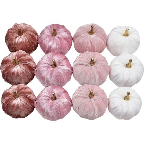 Paquete de 12 calabazas de terciopelo, decoración para el hogar - UNO