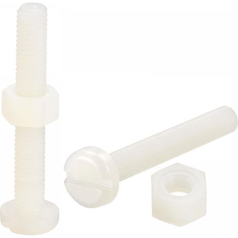 20 Paires Nylon Vis Écrou Assortiment, M5x35mm Fente Tête Cylindrique Vis (1/4)