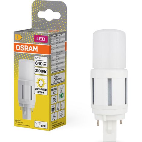 LED-Lampe mit G24d-Sockel, 5,5 W, 3000 K, 640 Lumen, 30.000 Stunden Lebensdauer