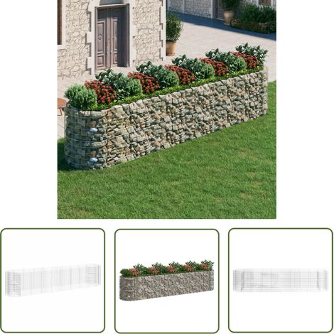 The Living Store Lit surélevé à gabion Fer galvanisé 500x100x100 cm - Jardin - Jardinière - Bac Acier - Gabions - Décoration Extérieur (1/5)
