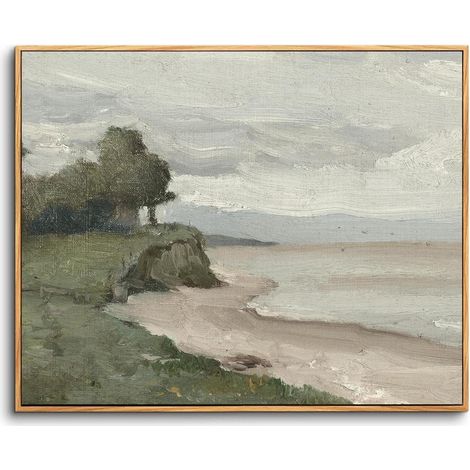 Leinwandbild mit Holzrahmen, Vintage Meereslandschaft, 40x60 cm, Strand Etretat (1/5)