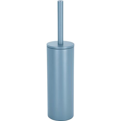 1 - Brosse WC - Support Acier - Tête Interchangeable - Pot Fermé Hygiénique - Pour Salle De Bain - Bleu Mat - 40x9.5x9.5cm