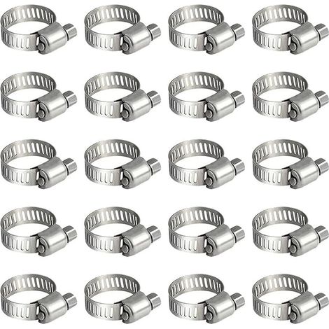 colliers de serrage en acier inoxydable Colliers de serrage tuyau carburant plomberie automobile, piscine, voiture, étang et jardin (6-12 mm) (1/4)