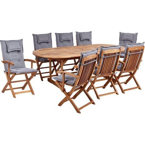 Garden Dining Set 8 Seater MAUI II with Cushions Acacia Wood Grey (1/5)