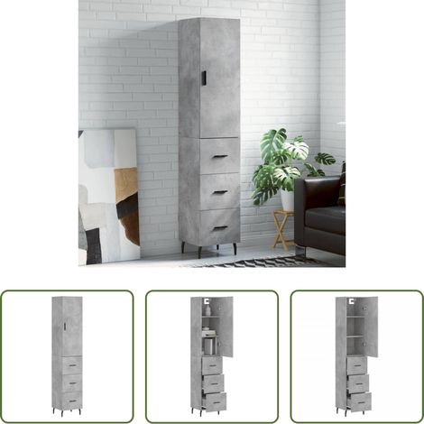 Holzwerkstoff - Highboard Betongrau 34,5x34x180 cm Holzwerkstoff (1/5)