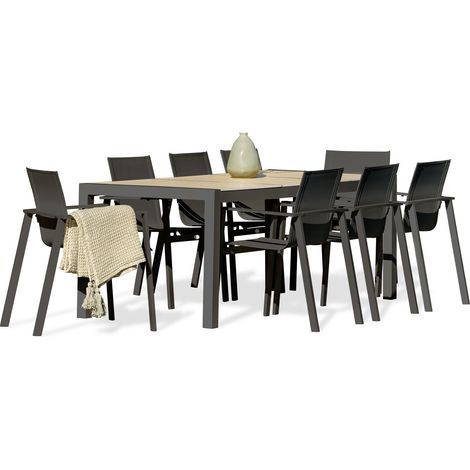 VENISE - Set da pranzo da giardino 8 posti alluminio e piano in ceramica - DCB GARDEN