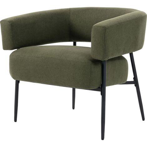 HOMCOM Poltrona Salotto Imbottita in Tessuto Effetto Lino, Verde Scuro (1/5)